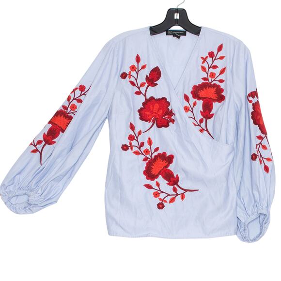 INC Top Boho Cottage Coastal Grandma Whimsigoth Embroidered Floral Stripe MP - Picture 7 of 7